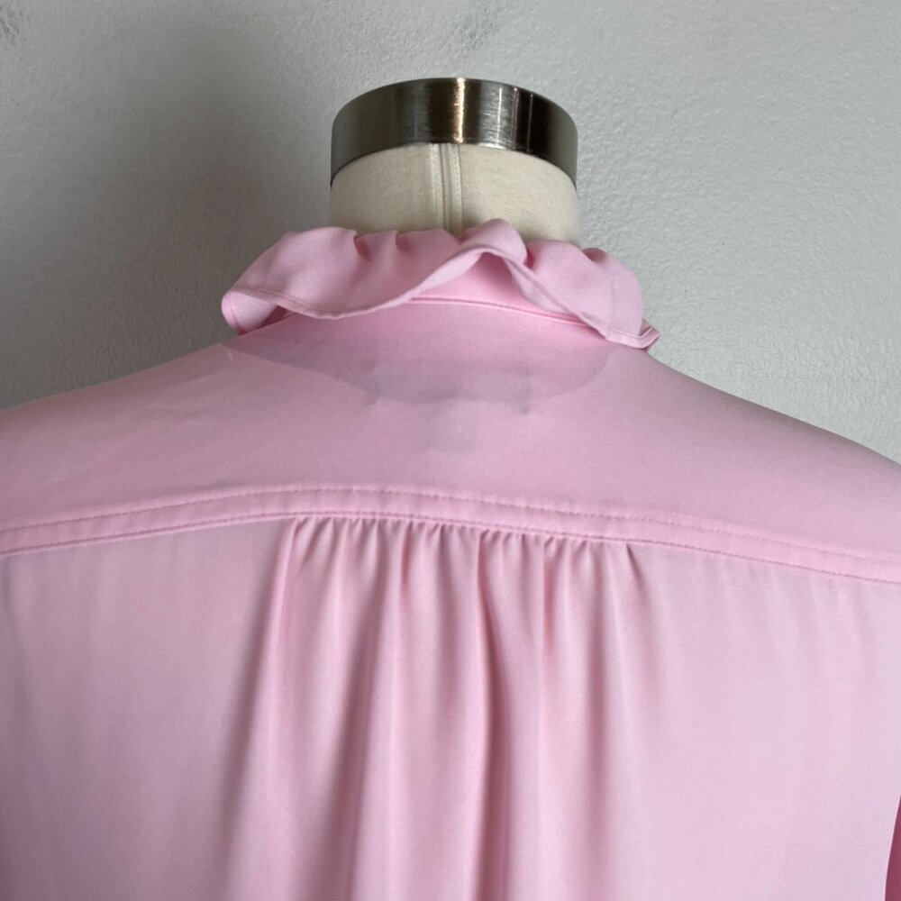 J. Crew Womens 4 Pink Ruffle Button Up Blouse Long Sleeve Shirt Top - Picture 8 of 11